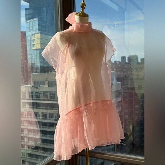 🆕 SIMKHAI 🧿 NWT Beaux Tiered Babydoll Mini Dress, Ballet Pink - Sz US 6 - Picture 4 of 16